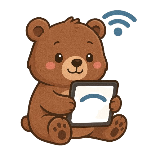 A cute bear with a tablet